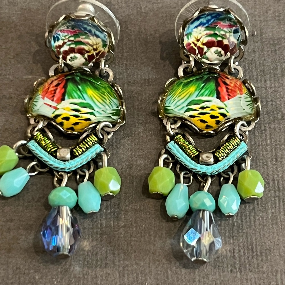 Vintage ayala Bar Colorful Beaded Drop Earrings - Multi-Color clear coast ,